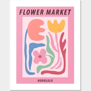 Flower market, Honolulu, Groovy abstract flowers, Y2K decor, Colorful print, Indie decor, Danish pastel Posters and Art